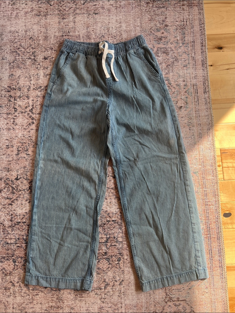 GAP Blue Railroad Stripe Drawstring Joggers size small women’s